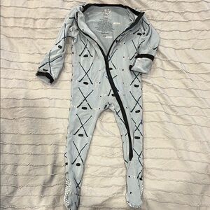 Kickee Pants Blue and Black Footies One Piece